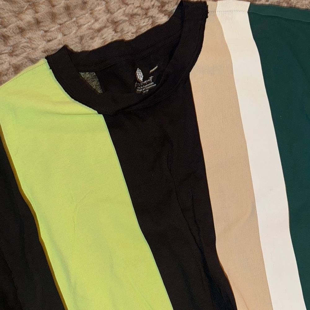 Black and Green Crop oversized Free People T-Shirt NWOT